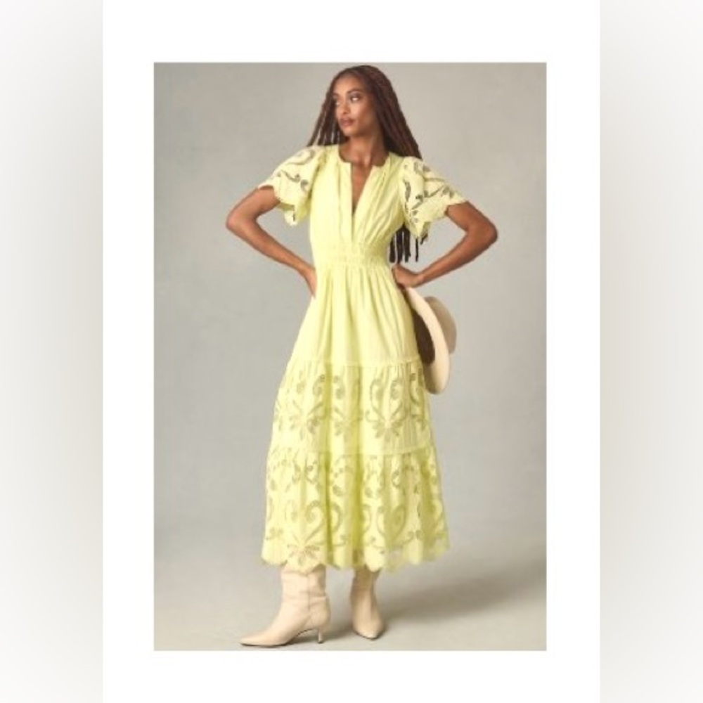 Anthropologie The Somerset Maxi Dress Cutwork Edition